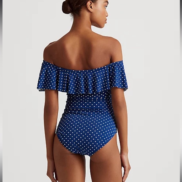 Lauren Ralph Lauren- Women’s off the Shoulder Polka Dot One Piece - Size 2 - Picture 2 of 6